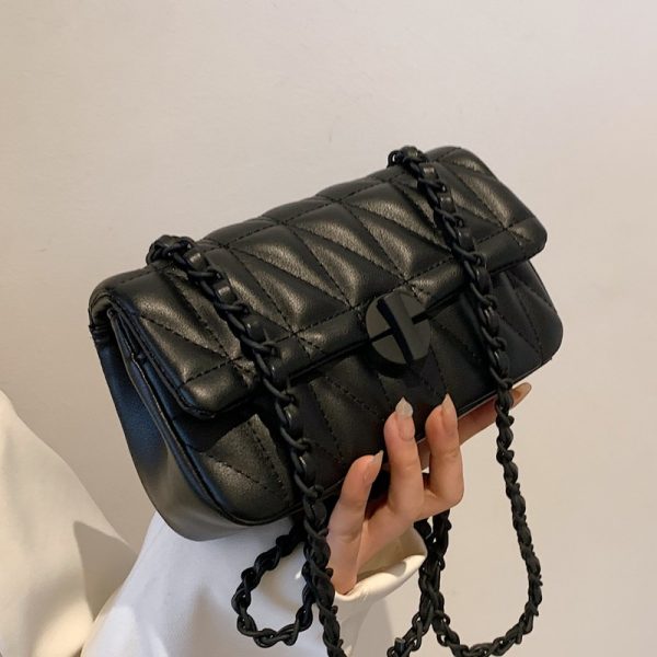 Textured Diamond-Patterned Chain Shoulder Bag for Women - Versatile Spring/Summer 2025 Small Crossbody Bag