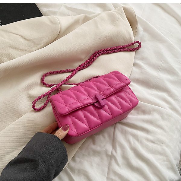Textured Diamond-Patterned Chain Shoulder Bag for Women - Versatile Spring/Summer 2025 Small Crossbody Bag