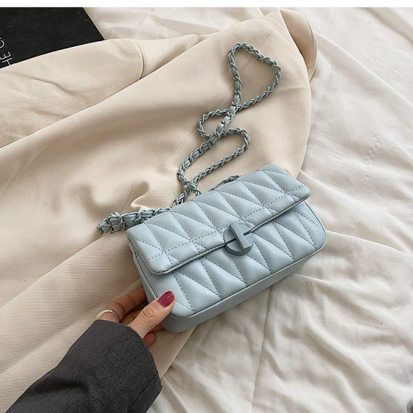 Textured Diamond-Patterned Chain Shoulder Bag for Women - Versatile Spring/Summer 2025 Small Crossbody Bag