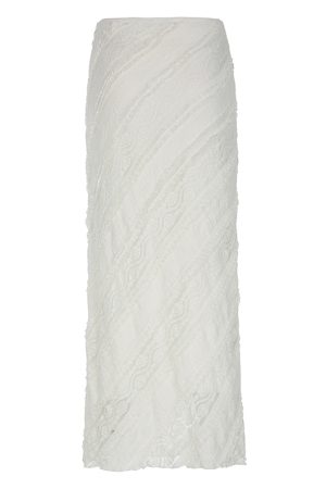 Textured Lace Long Dress for Women - Ethnic Style Vintage High-Slit Fitted Skirt, Perfect for Boho or Y2K Fashion Enthusiasts