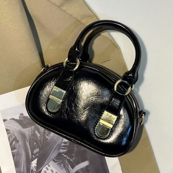Textured Niche Bowling Bag for Women - 2025 Fashion, Simple Design, Small Round Shoulder Crossbody Handbag