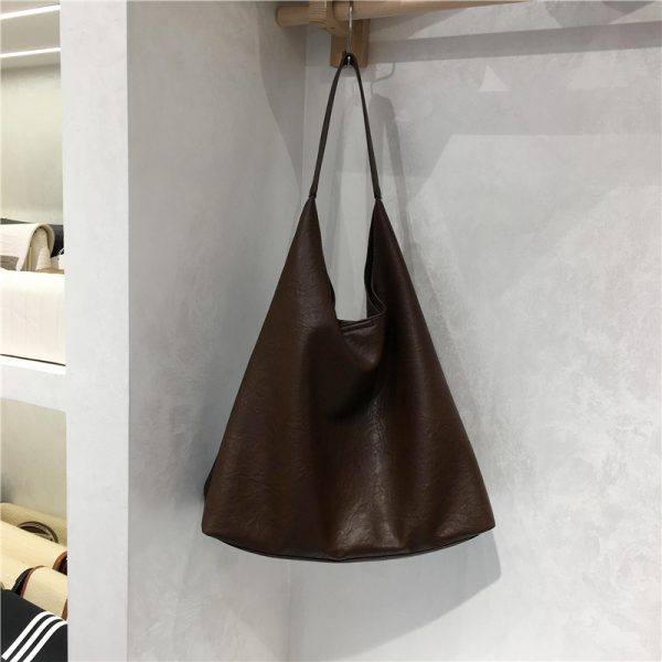 Textured Soft Leather Large Capacity Shoulder Tote Bag - 2023 Autumn/Winter Lazy Style Versatile Fashion Handbag