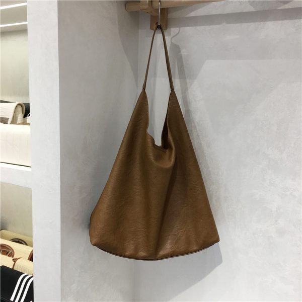 Textured Soft Leather Large Capacity Shoulder Tote Bag - 2023 Autumn/Winter Lazy Style Versatile Fashion Handbag