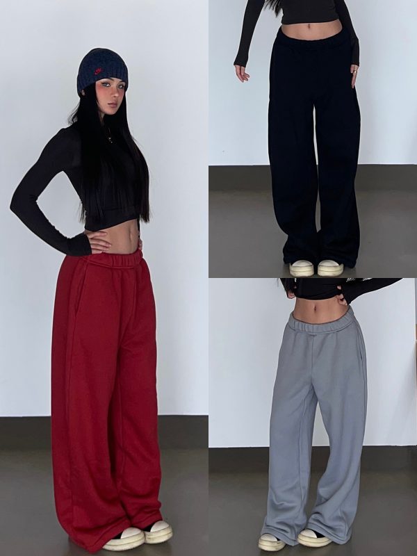 Thick Fleece 2-in-1 Butt-Lifting Sweatpants for Cold Weather, Narrow Waist Drawstring, Super Warm, Available in 3 Colors