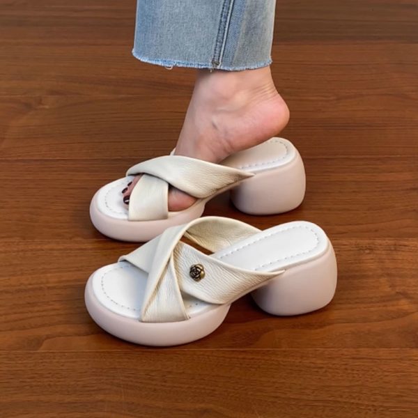 Thick-Soled Cross-Strap High Heels Sandals for Women - Summer 2025 Outdoor Footwear, Trendy Y2K Style