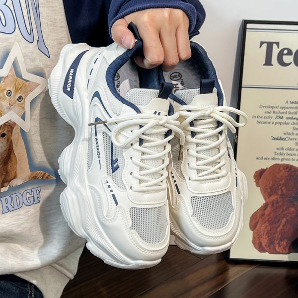 Thick-Soled Dad Shoes for Women - 2025 New Style Mesh Breathable Casual Sneakers - Versatile Soft-Soled White Sports Footwear