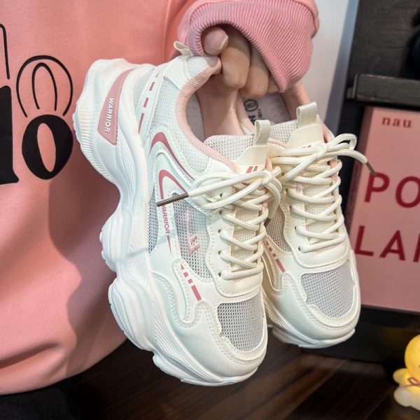 Thick-Soled Dad Shoes for Women - 2025 New Style Mesh Breathable Casual Sneakers - Versatile Soft-Soled White Sports Footwear