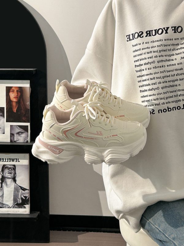 Thick-Soled Dad Shoes for Women - 2025 New Style Mesh Breathable Casual Sneakers - Versatile Soft-Soled White Sports Footwear