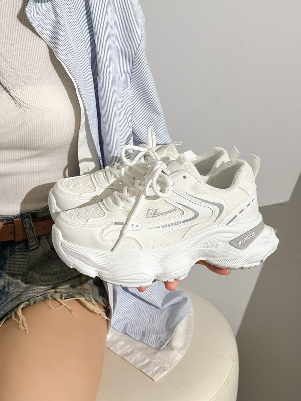 Thick-Soled Dad Shoes for Women - 2025 New Style Mesh Breathable Casual Sneakers - Versatile Soft-Soled White Sports Footwear