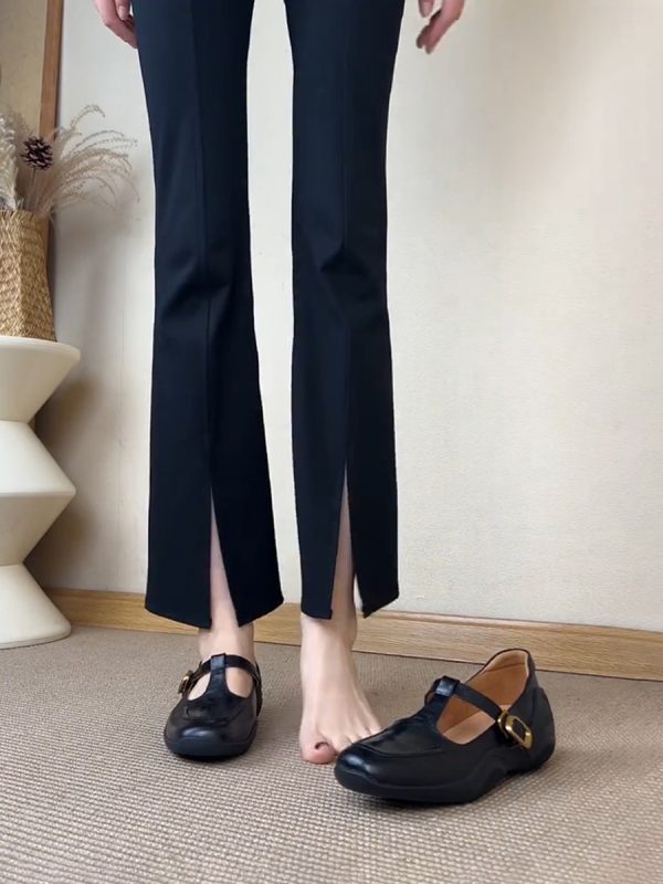 Thick-Soled Retro Sheepskin Mary Jane Shoes with T-Strap, Square Toe Leather Loafers for Women, Height-Increasing Fashion Footwear
