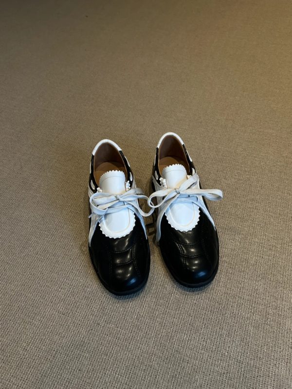 Thick-Soled Sporty Mary Jane Shoes for Women - Color-Blocked Retro Lace-Up Casual Footwear, Round-Toe Comfort