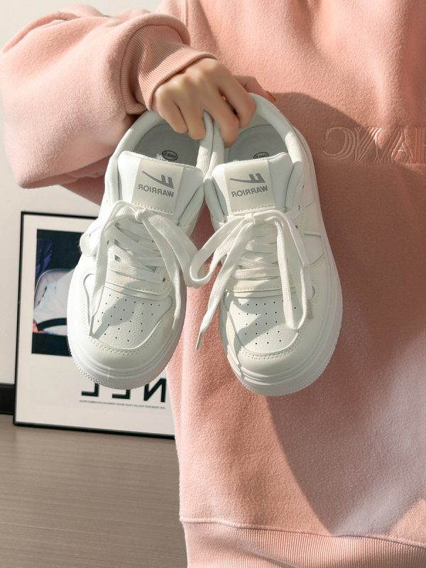 Thick-Soled White Bread Loaf Shoes for Women - Breathable, Versatile Spring/Summer Style, Height-Increasing Platform Sneakers
