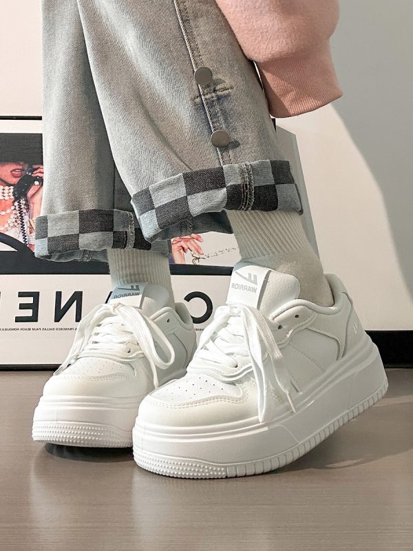 Thick-Soled White Bread Loaf Shoes for Women - Breathable, Versatile Spring/Summer Style, Height-Increasing Platform Sneakers