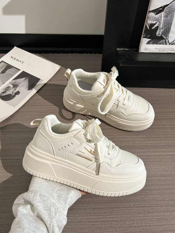 Thick-Soled White Mesh Shoes for Women - Summer 2025 New Style, Breathable, Height-Increasing, Versatile Big Toe Design