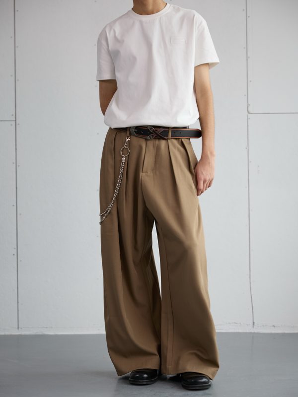 Trendy 2025 Spring Draped Foldable Trousers for Men â€“ Loose Versatile Straight Casual Pants for Couples