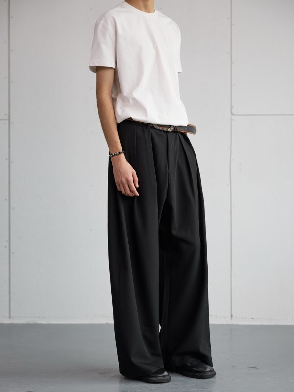 Trendy 2025 Spring Draped Foldable Trousers for Men â€“ Loose Versatile Straight Casual Pants for Couples