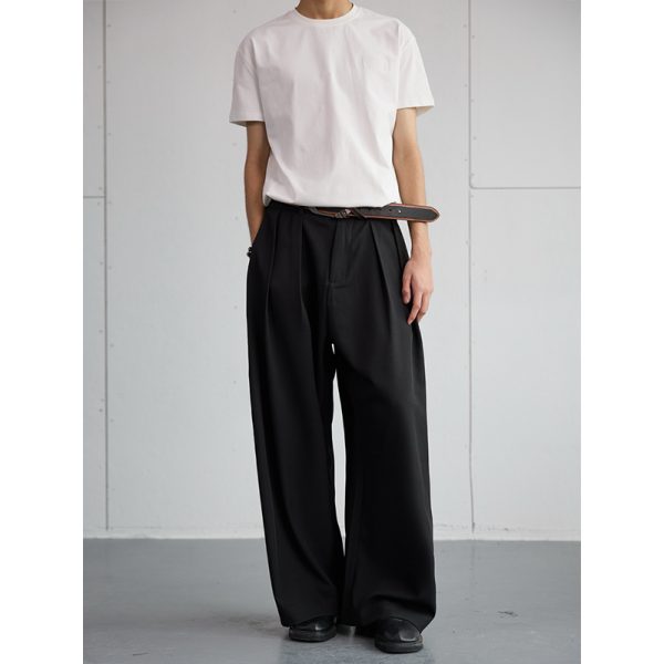 Trendy 2025 Spring Draped Foldable Trousers for Men â€“ Loose Versatile Straight Casual Pants for Couples