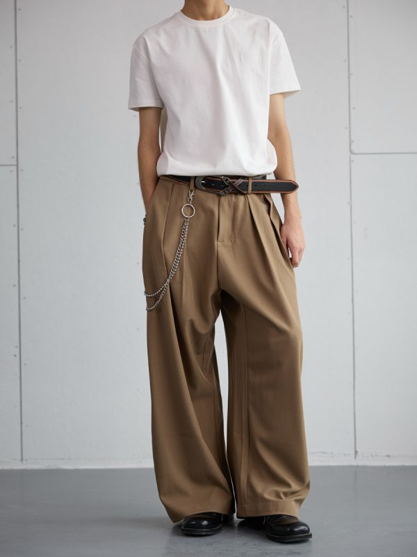 Trendy 2025 Spring Draped Foldable Trousers for Men â€“ Loose Versatile Straight Casual Pants for Couples