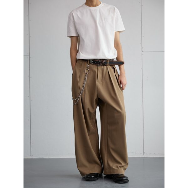 Trendy 2025 Spring Draped Foldable Trousers for Men â€“ Loose Versatile Straight Casual Pants for Couples