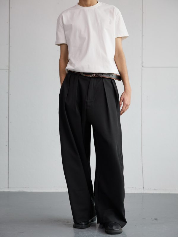 Trendy 2025 Spring Draped Foldable Trousers for Men â€“ Loose Versatile Straight Casual Pants for Couples