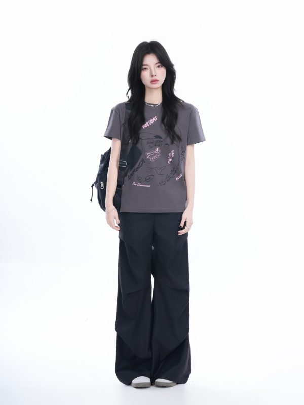 Trendy American Retro Short-Sleeve Cropped T-Shirt for Women â€“ Stylish Petites, Y2K Fashion Essential