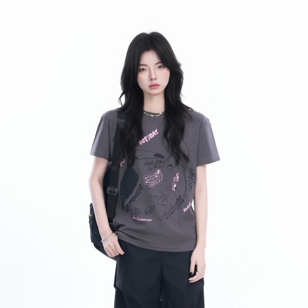 Trendy American Retro Short-Sleeve Cropped T-Shirt for Women â€“ Stylish Petites, Y2K Fashion Essential