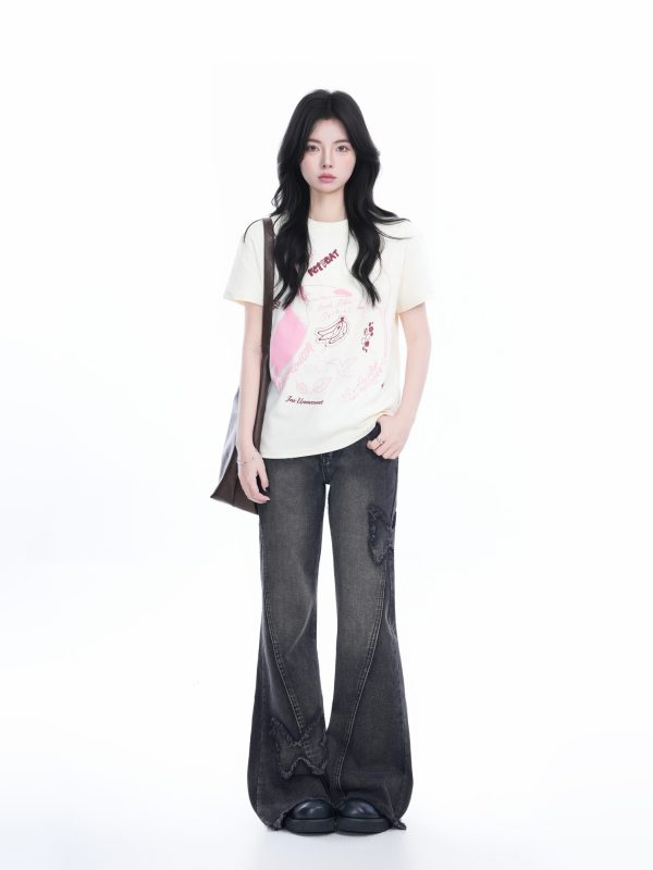 Trendy American Retro Short-Sleeve Cropped T-Shirt for Women â€“ Stylish Petites, Y2K Fashion Essential