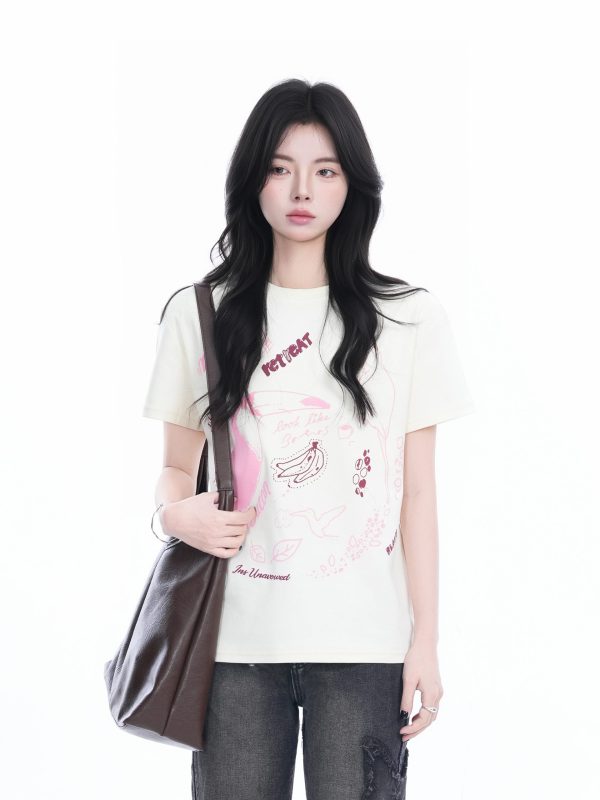 Trendy American Retro Short-Sleeve Cropped T-Shirt for Women â€“ Stylish Petites, Y2K Fashion Essential