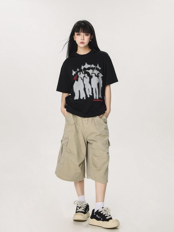 Trendy American Style Loose Short Sleeve T-Shirt for Men and Women - Summer Half Sleeve Design, Perfect for Casual Looks