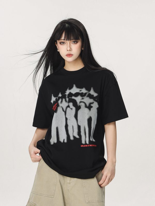 Trendy American Style Loose Short Sleeve T-Shirt for Men and Women - Summer Half Sleeve Design, Perfect for Casual Looks