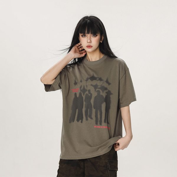 Trendy American Style Loose Short Sleeve T-Shirt for Men and Women - Summer Half Sleeve Design, Perfect for Casual Looks