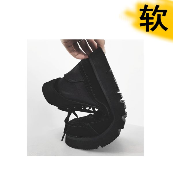 Trendy Black High-Top Martin Boots for Men, British-Style Canvas Motorcycle Sneakers, Functional Hong Kong Fashion