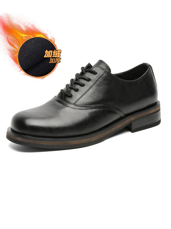 Trendy British Square-Toe Derby Shoes for Men and Women - Thick-Soled Leather Office Commuting Footwear