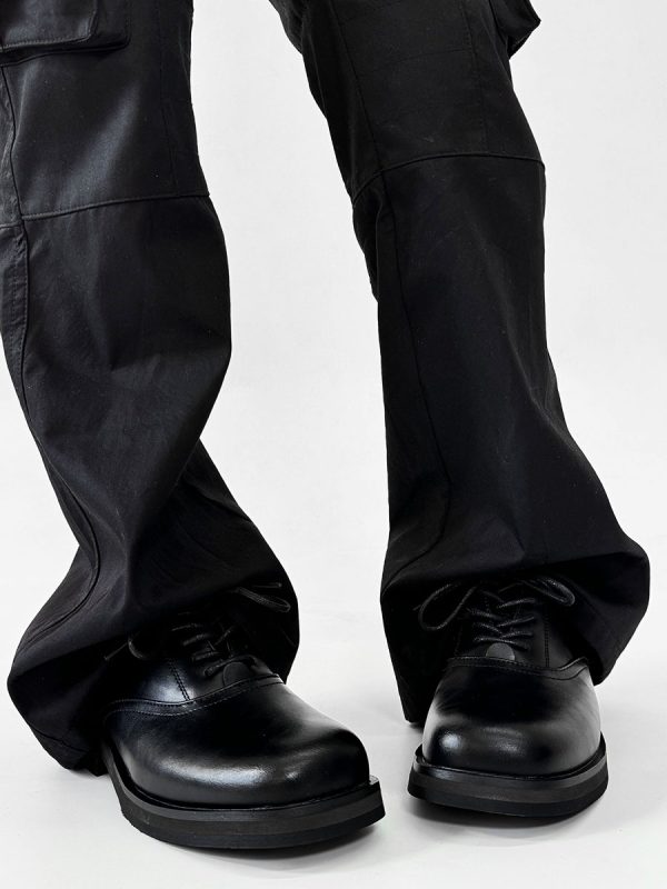 Trendy British Square-Toe Derby Shoes for Men and Women - Thick-Soled Leather Office Commuting Footwear
