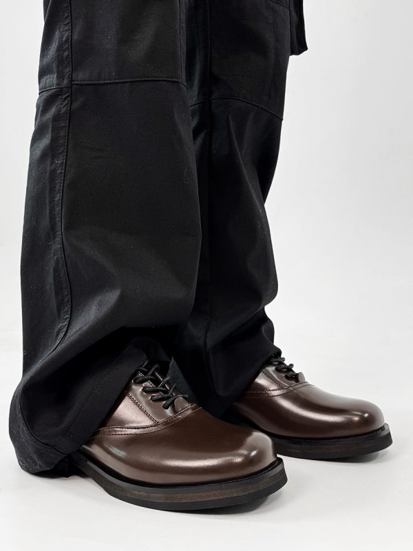 Trendy British Square-Toe Derby Shoes for Men and Women - Thick-Soled Leather Office Commuting Footwear