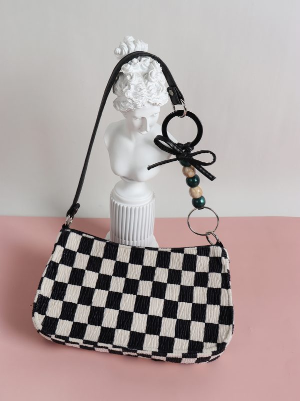 Trendy Checkered Underarm Bag for Women - Versatile Minimalist Crossbody Shoulder Bag for Spring and Summer Fashion
