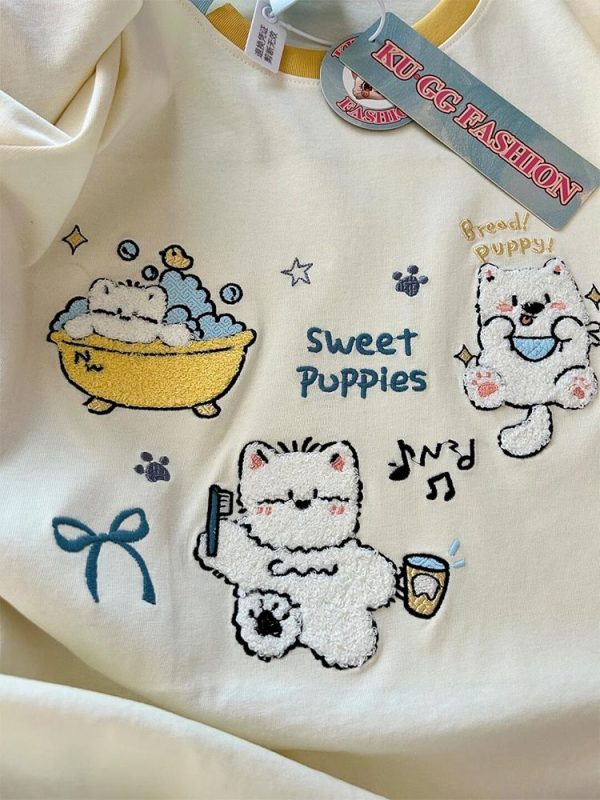 Trendy Color-Block Embroidered Cute Cat Short Sleeve T-Shirt for Women - Summer Fashion Must-Have