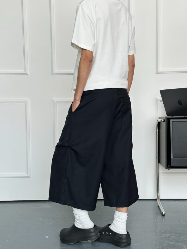 Trendy Deconstructed Pleated Straight-Leg Men's Shorts - Retro Loose Cropped Pants for a 90s Y2K Style Look