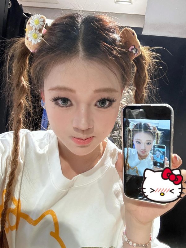 Trendy Korean Style Cute Kitty Casual Loose Heavyweight Pure Cotton Short Sleeve T-Shirt for Comfortable Everyday Wear