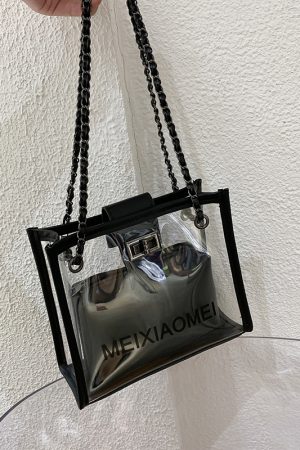 Trendy Korean Style Transparent Chain Crossbody Bag for Women - Versatile Small Shoulder Bag for 2025 Fashionistas