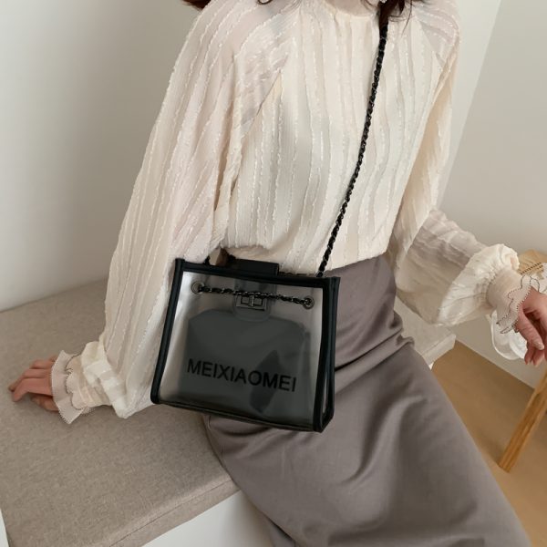 Trendy Korean Style Transparent Chain Crossbody Bag for Women - Versatile Small Shoulder Bag for 2025 Fashionistas