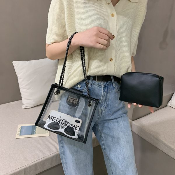 Trendy Korean Style Transparent Chain Crossbody Bag for Women - Versatile Small Shoulder Bag for 2025 Fashionistas