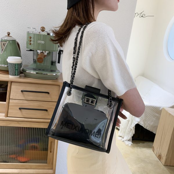 Trendy Korean Style Transparent Chain Crossbody Bag for Women - Versatile Small Shoulder Bag for 2025 Fashionistas