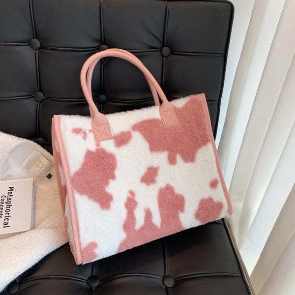 Trendy Large Capacity Leopard Print Fluffy Tote Handbag for Women - Versatile Elegant Shoulder Bag 2025