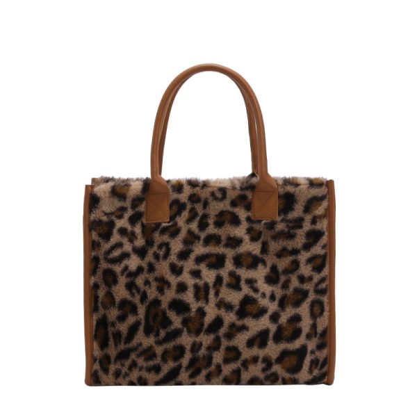 Trendy Large Capacity Leopard Print Fluffy Tote Handbag for Women - Versatile Elegant Shoulder Bag 2025