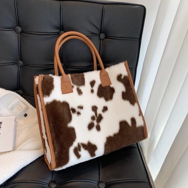 Trendy Large Capacity Leopard Print Fluffy Tote Handbag for Women - Versatile Elegant Shoulder Bag 2025