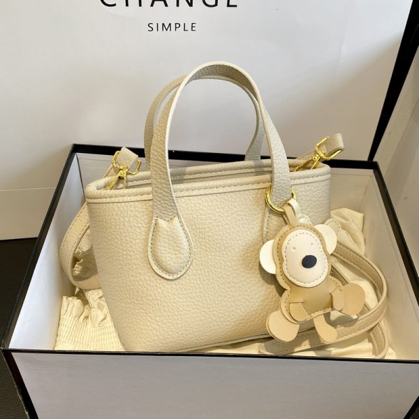 Trendy Lychee Pattern Handheld Bucket Bag 2025 - Versatile Small Crossbody Shoulder Bag for Women