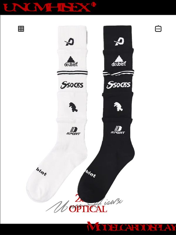 Trendy Multi-Layered Letter Print Long Knee-High Sports Socks for Men and Women - Skateboard & Football Style
