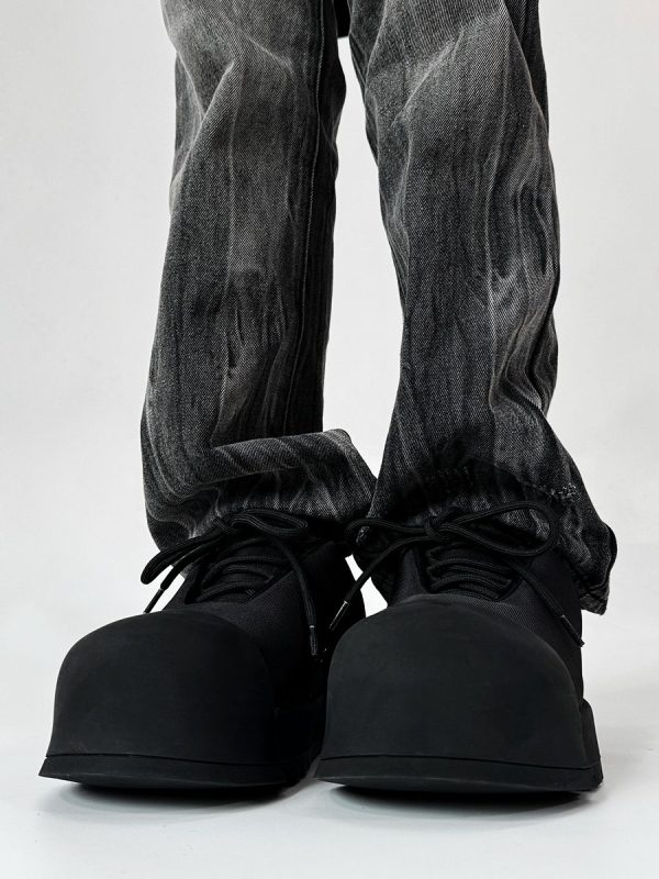 Trendy Oversized Black Sneakers for Men & Women, High Street Warrior Mickey Thick-Soled Height-Increasing Shoes
