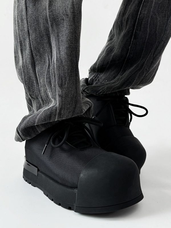 Trendy Oversized Black Sneakers for Men & Women, High Street Warrior Mickey Thick-Soled Height-Increasing Shoes